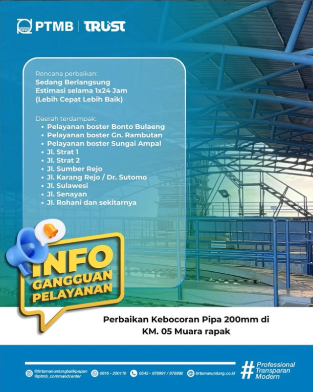 Perbaikan Kebocoran Pipa 200mm di KM. 5 Muara Rapak