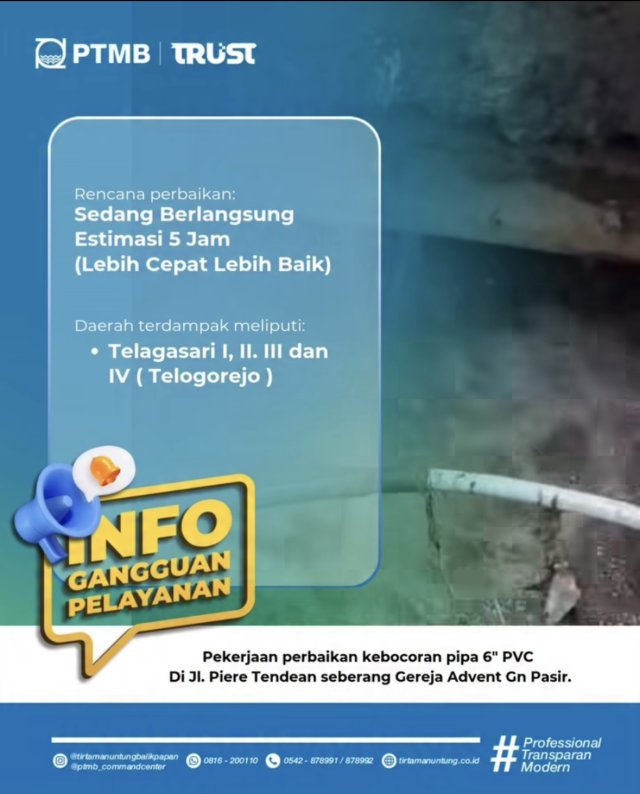 Perbaikan Kebocoran Pipa 6" PVC di Jl. Piere Tendean