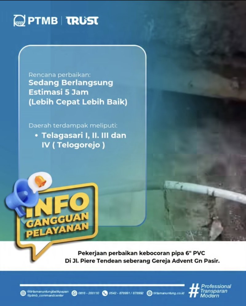 Perbaikan Kebocoran Pipa 6" PVC di Jl. Piere Tendean