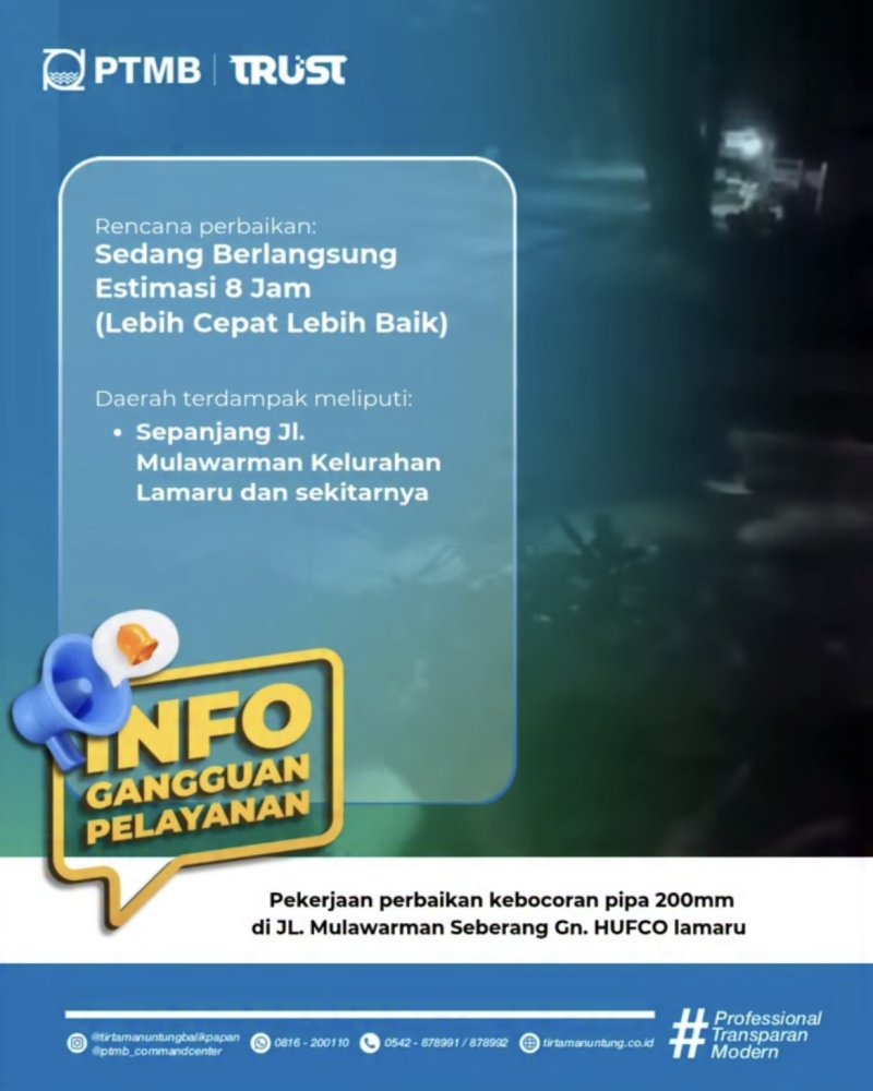Pekerjaan Perbaikan Pipa 200mm di Jl. Mulawarman HUFCO Lamaru