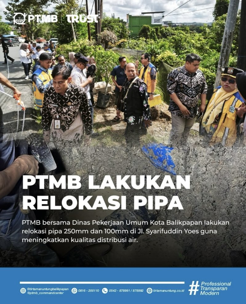 PTMB Lakukan Relokasi Pipa Di JL. Syarifuddin Yoes