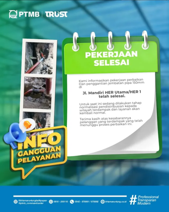 Pekerjaan Perbaikan dan Penggantian Jembatan di Jl. Mandiri HER 1 telah Selesai