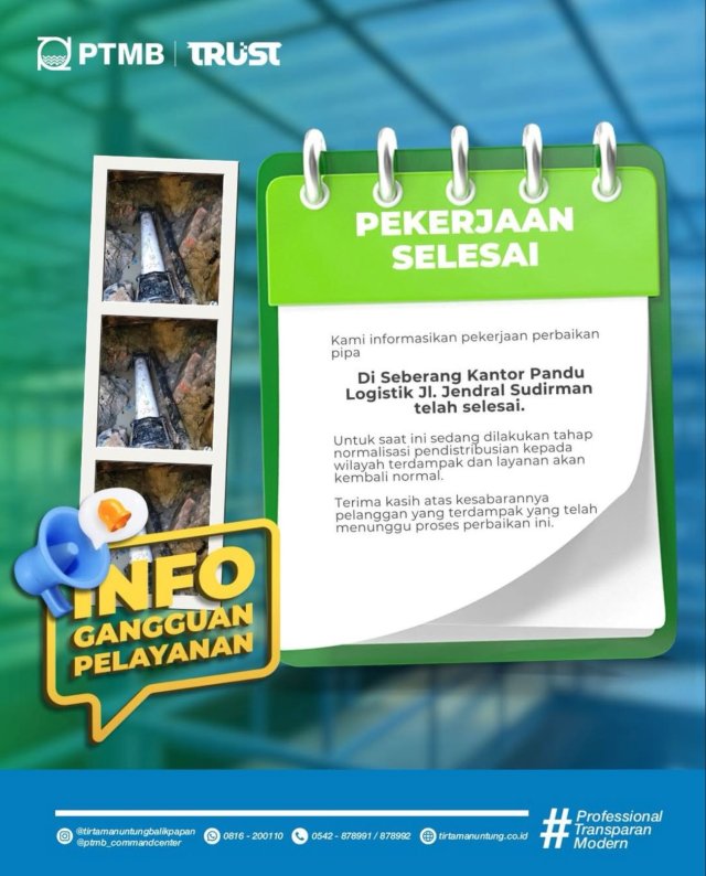 Pekerjaan Selesai Seberang Kantor Pandu Logistik Jl. Jendral Sudirman