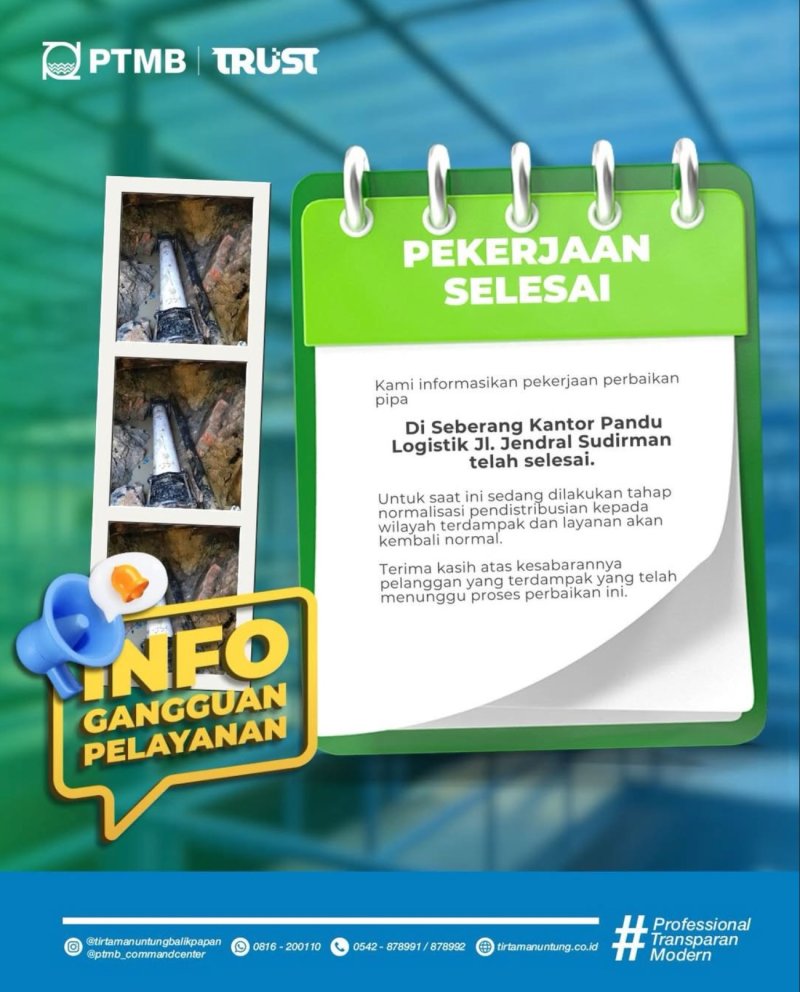Pekerjaan Selesai Seberang Kantor Pandu Logistik Jl. Jendral Sudirman