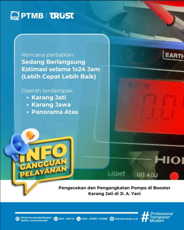 Pengecekan dan Pengangkatan Pompa Booster Karang Jati di Jl. A. Yani