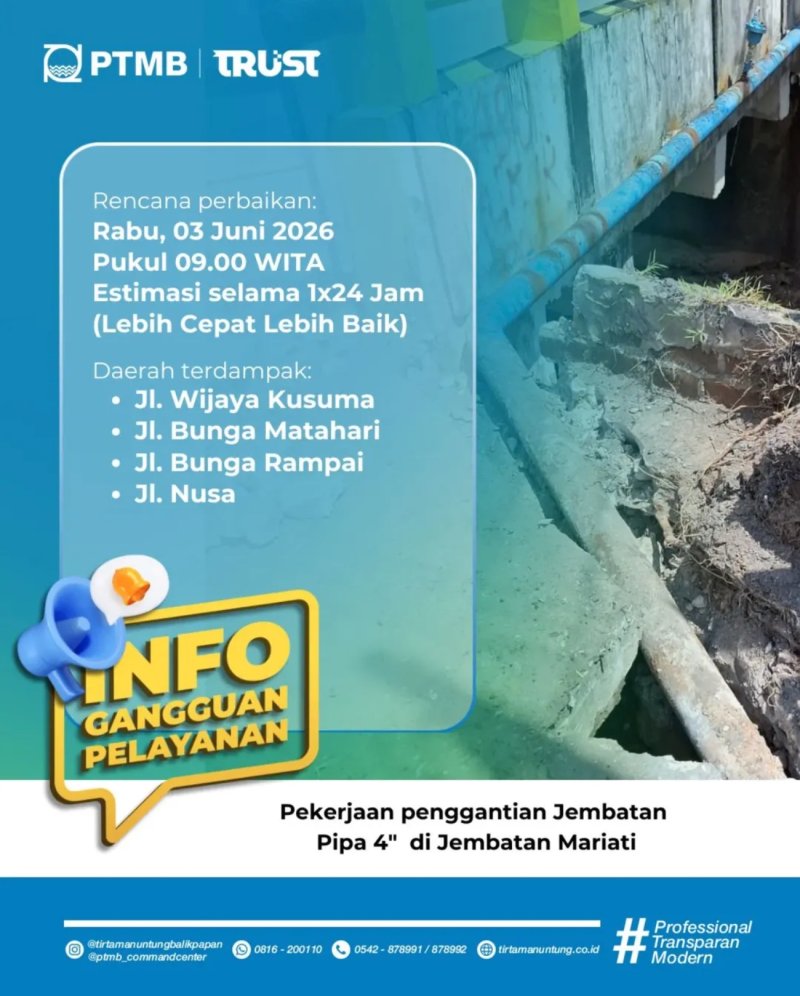 Rencana Perbaikan Penggantian Jembatan Pipa 4" di Jembatan Mariati