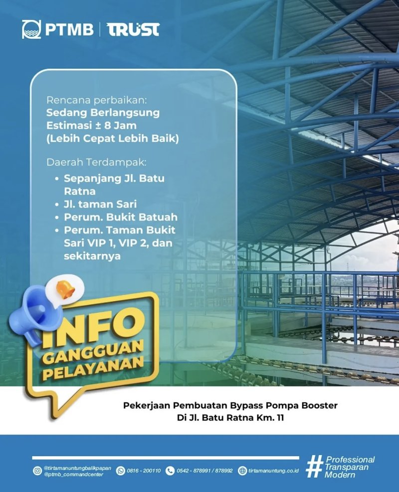 Pekerjaan Pembuatan Bypass Pompa Booster di Jl. Batu Ratna KM. 11