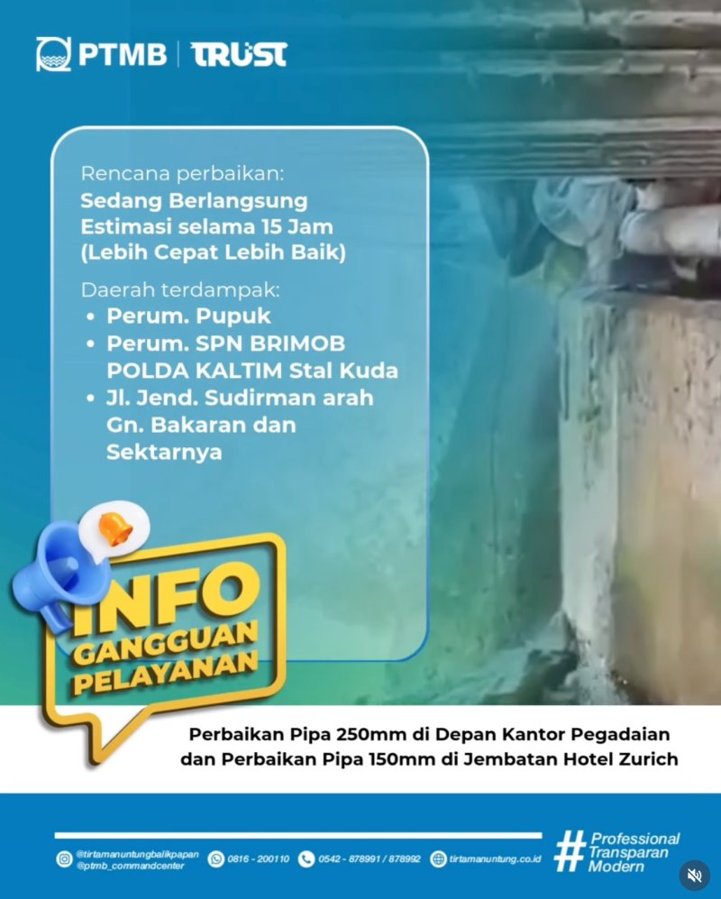 Rencana Perbaikan Pipa 250mm di Depan kantor Pegadaian dan 150mm di Jembatan Hotel Zurich