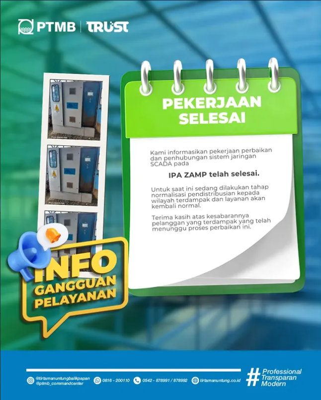 Pekerjaan Perbaikan dan Penghubungan Sistem Jaringan Scada pada IPA ZAMP telah Selesai