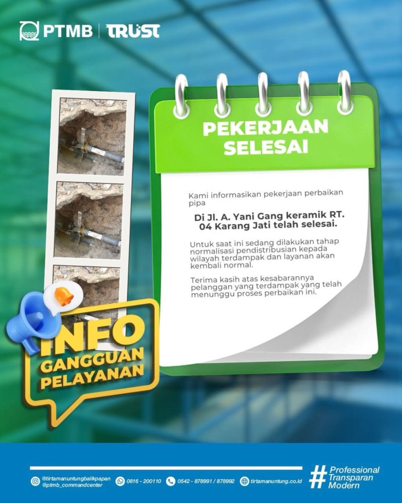 Pekerjaan Selesai Jl. A. Yani Gang keramik RT. 04 Karang Jati